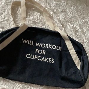 NWOT cotton and denim duffel bag